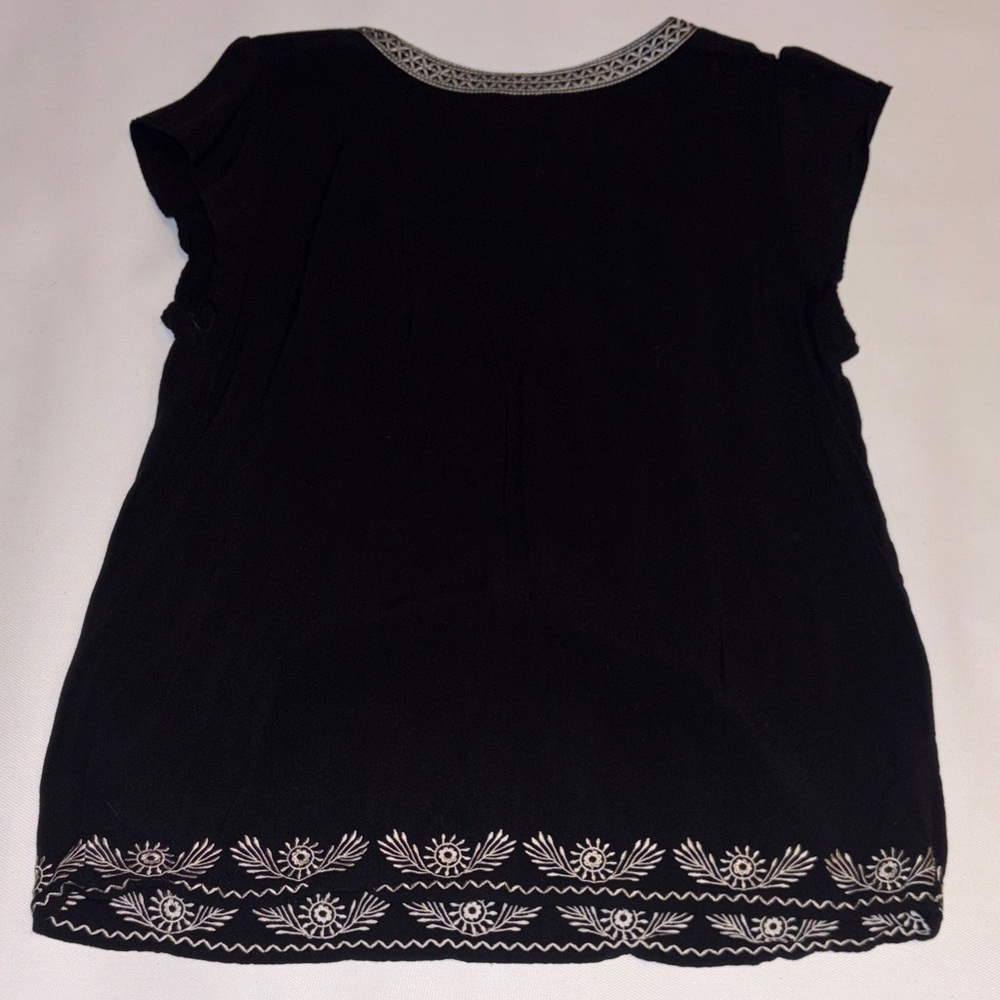 Faded Glory Black Tunic Top with Cream Embroidery - Picture 5 of 10